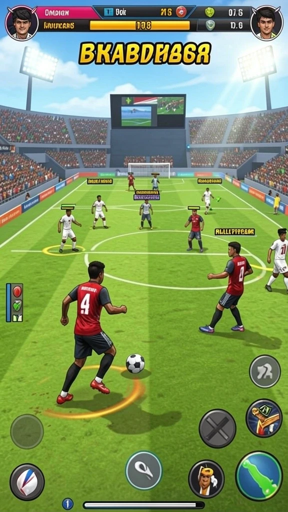 Screenshot menunjukkan karakter utama dalam pertempuran epik.