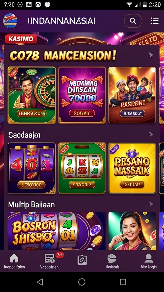 Layar pemilihan permainan slot dengan berbagai pilihan.