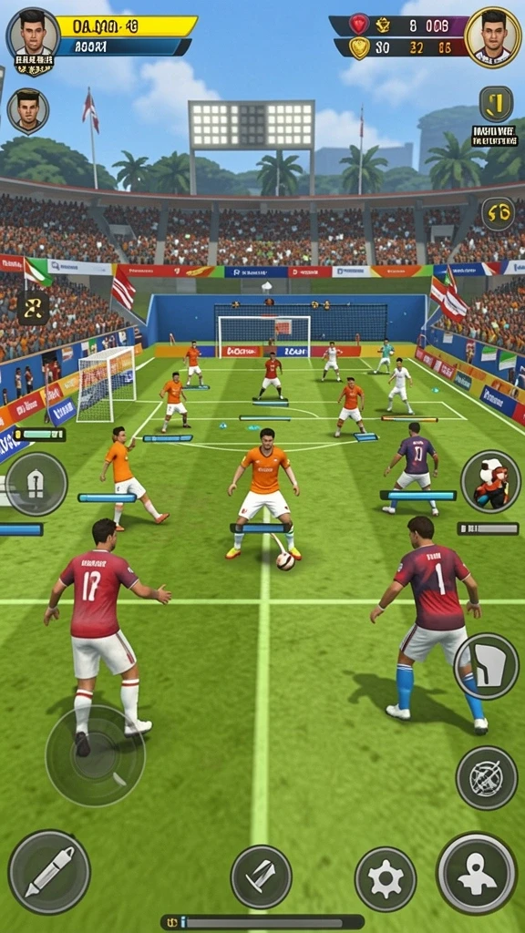 Screenshot level yang penuh warna dan tantangan.